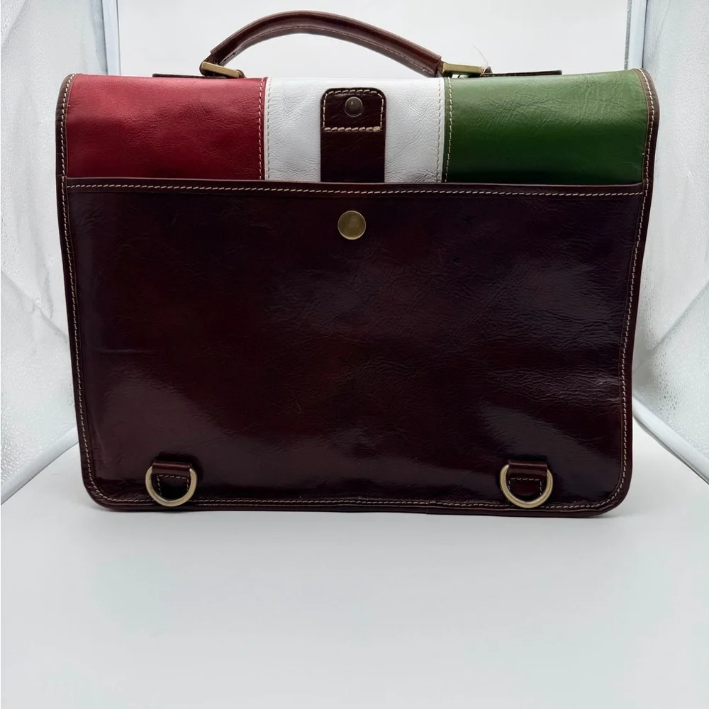 Venice Leather Italian Men's Bag - Red, Green, White